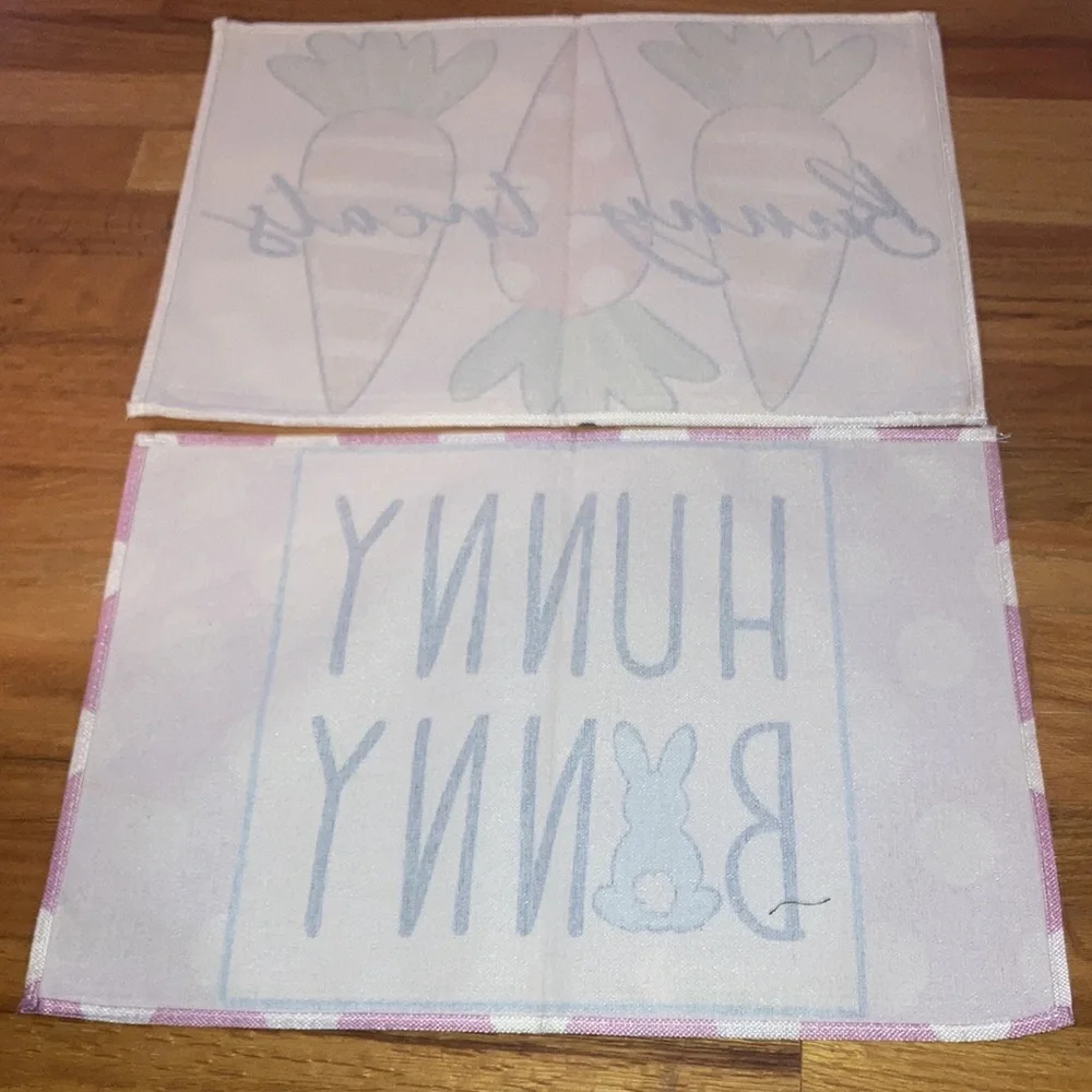Four Happy Easter Canvas Hunny Bunny Placemats New Without Tags